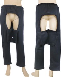 Pantalon d'incontinence Ouvert avec Fermeture à glissière latérale,Noir.